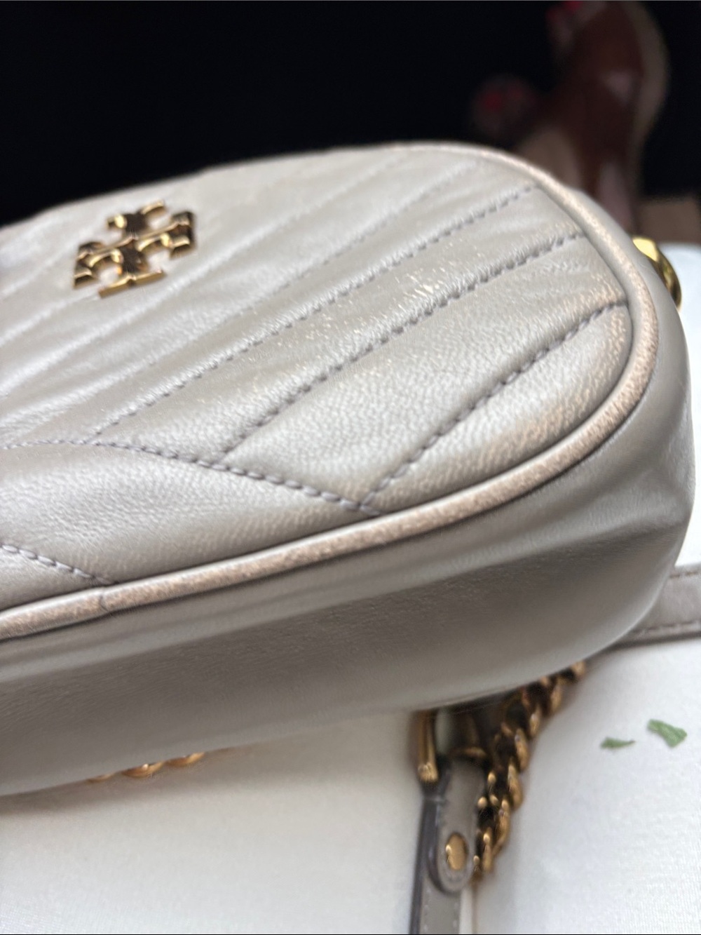 Tory Burch Quilted Leather MC Camera Bag in Taupe with Gold Logo - Picture 9 of 11